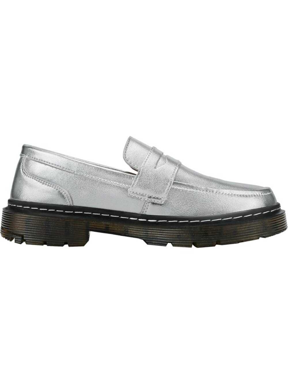 Women's Silver Classic Penny Loafers Fashion Driving Moccasins Shoes - Picture 4 of 6